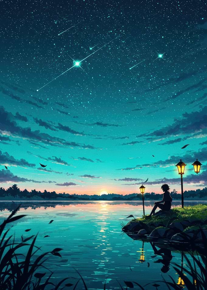 Night Lake Anime Scene
