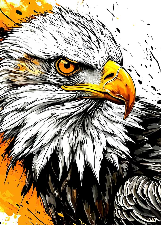 Eagle Portrait with Orange and Black Accents