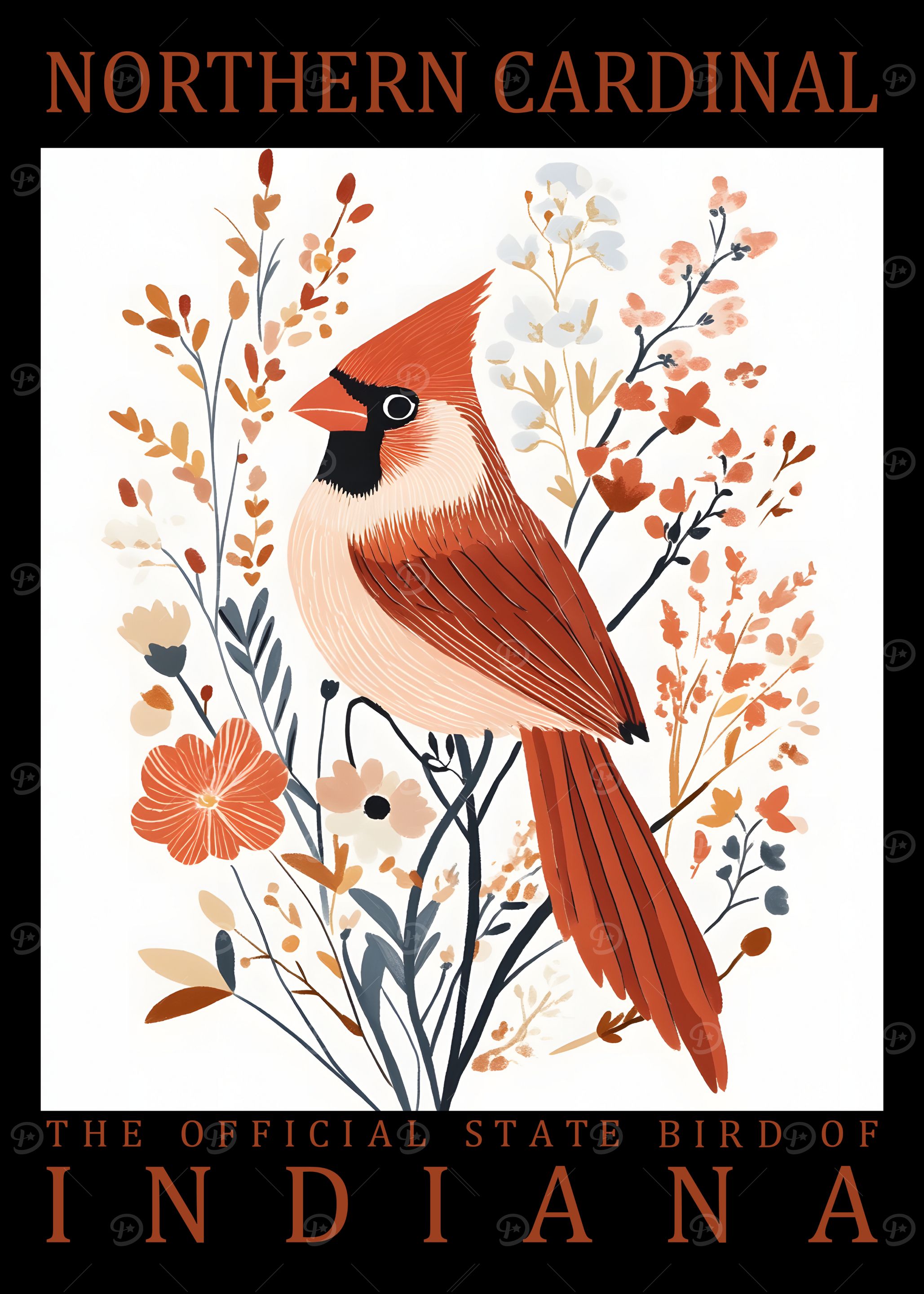 Northern Cardinal Indiana State Bird Art