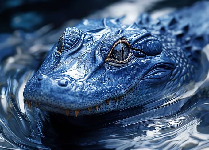 Blue Alligator in Water