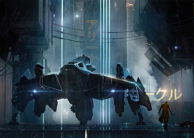 Cityscape with Futuristic Vehicle
