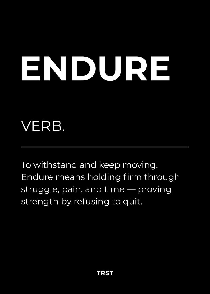 Endure – Minimalist Black & White Motivational Definition Wall Art