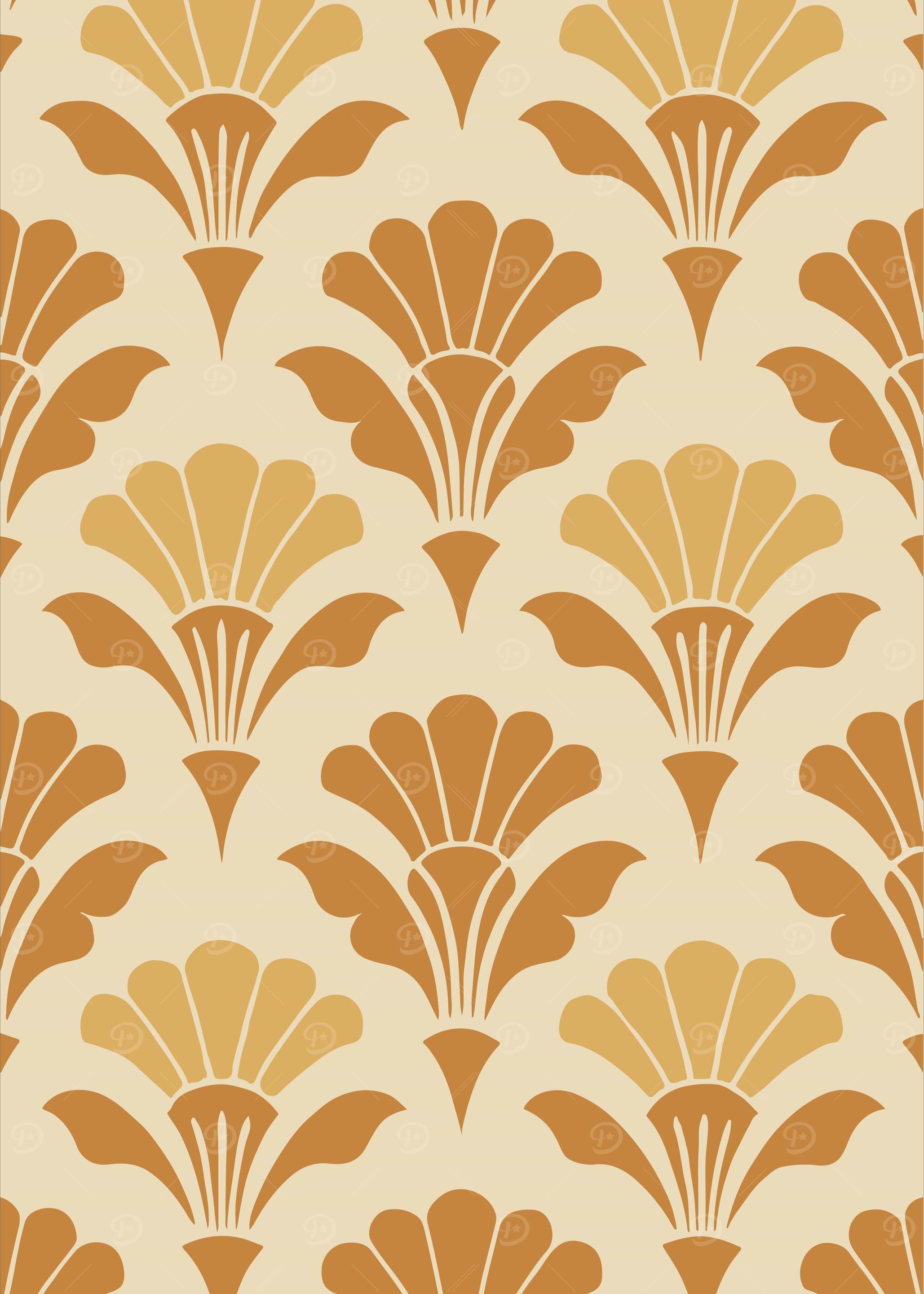 Floral Pattern in Gold and Beige