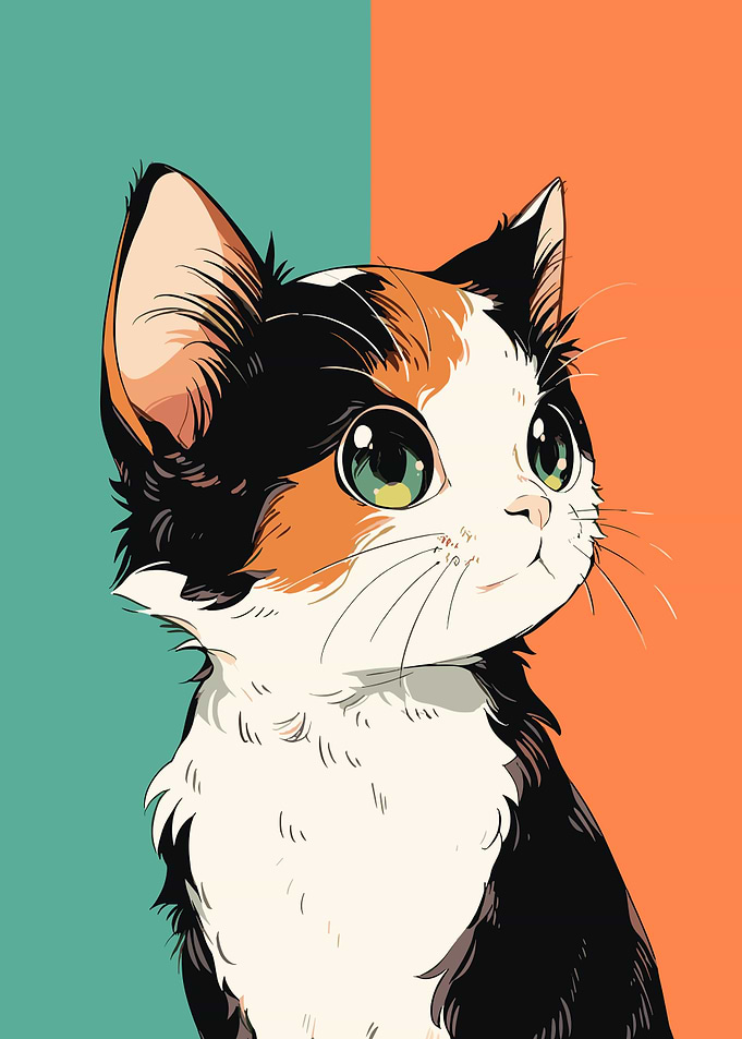 Cute Calico Cat Portrait