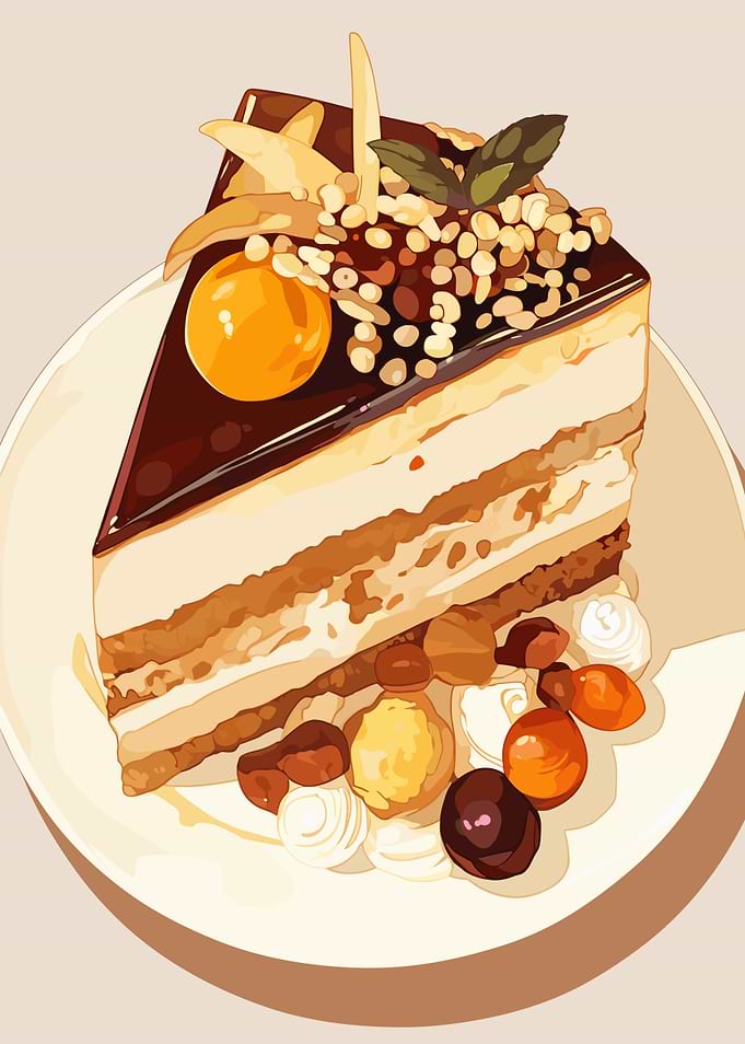 Delicious Cake Slice with Toppings