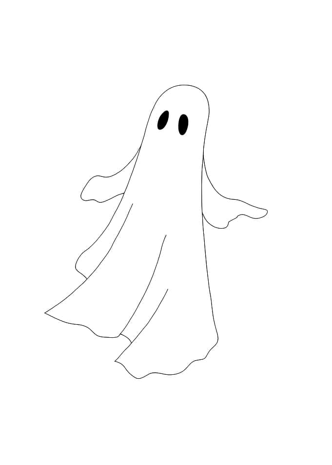 Simple White Ghost Minimalist line art