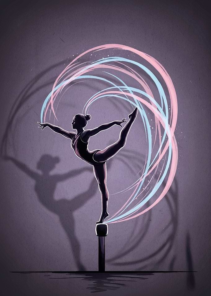 Gymnast Silhouette Light Trails