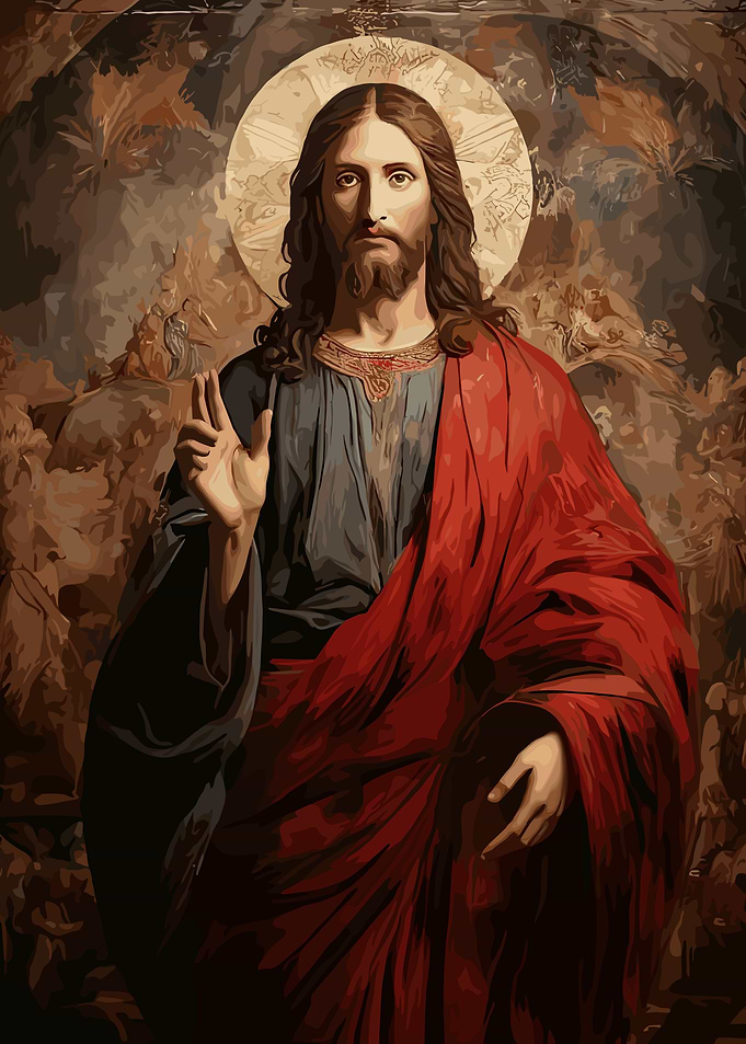 Jesus Christ Portrait with Halo