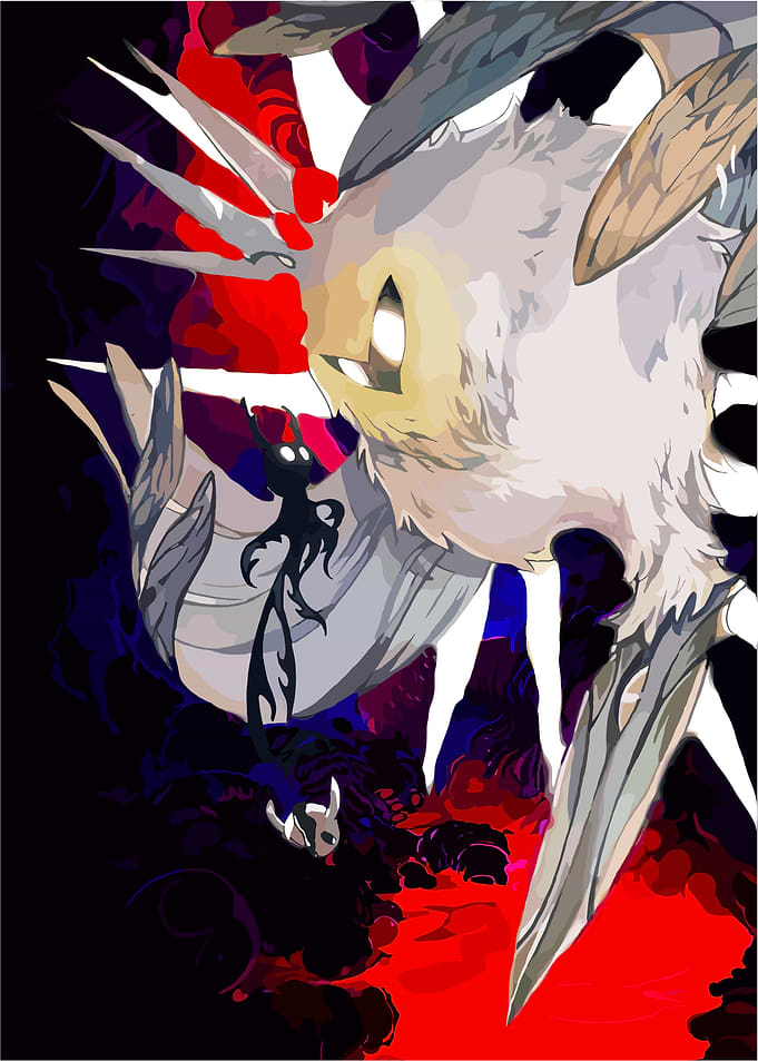 Hollow Knight Moth Battle Illustration