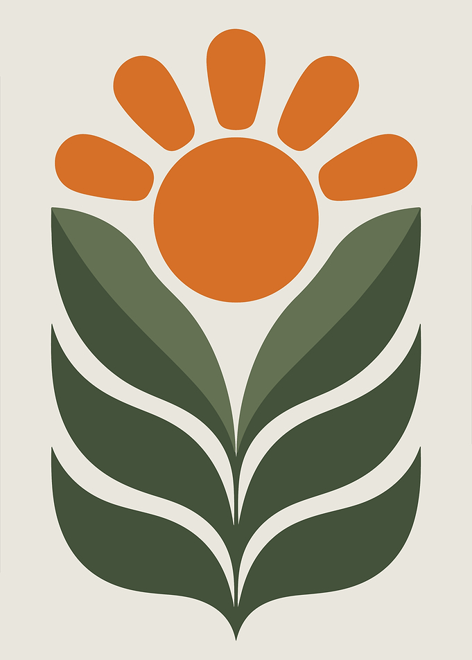 Minimalist Floral Design with Orange and Green