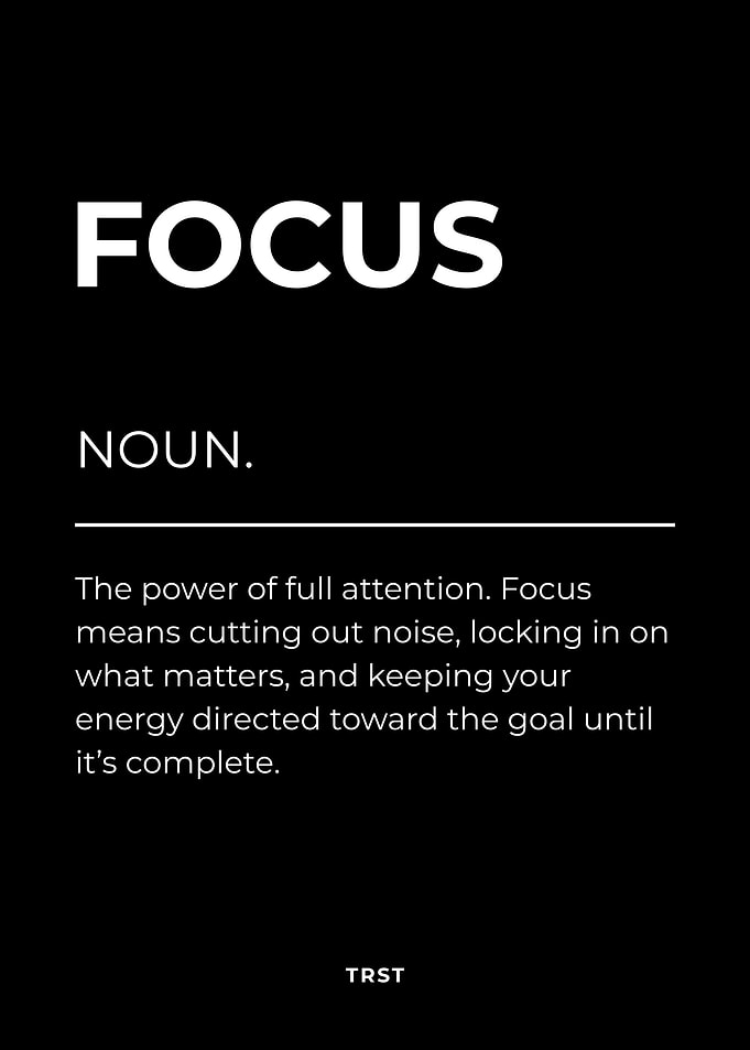 Focus – Minimalist Black & White Motivational Definition Wall Art