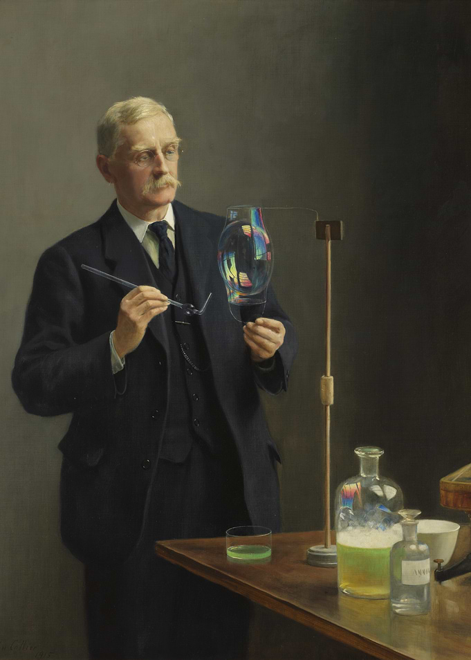 Man with Bubble and Scientific Apparatus