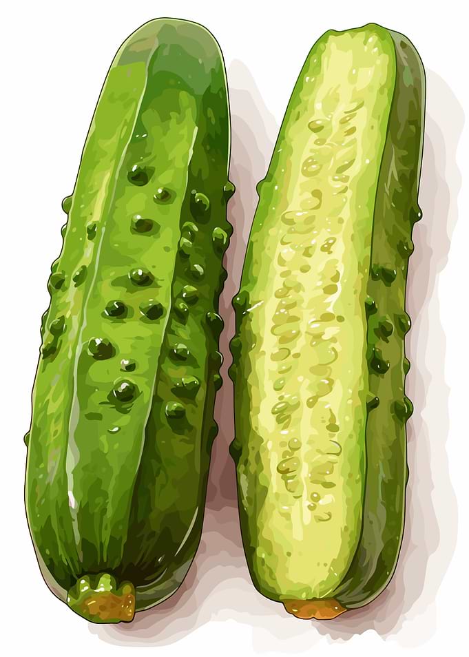 Two Fresh Cucumbers Illustration