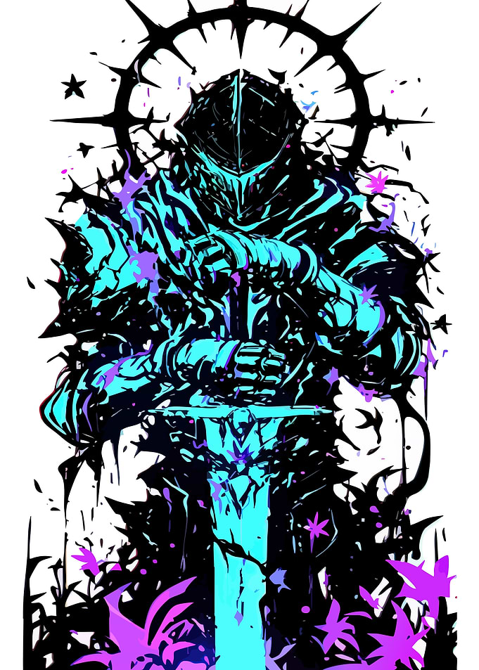 Armored Knight with Sword Digital Art