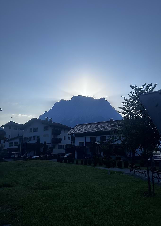 Mountain Zugspitze Sunrise in a Village