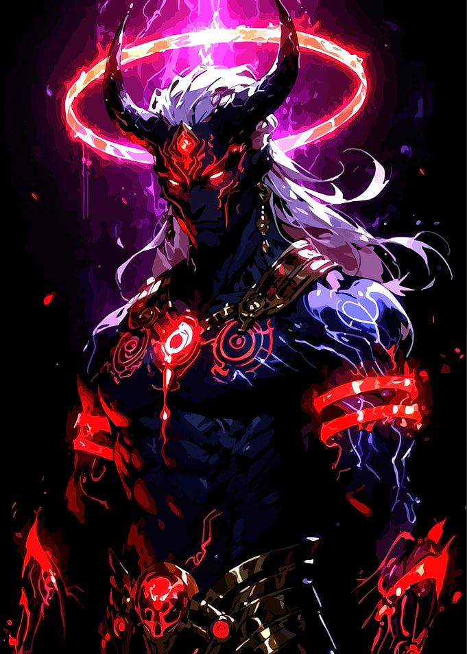Powerful Demon Warrior with Glowing Accents