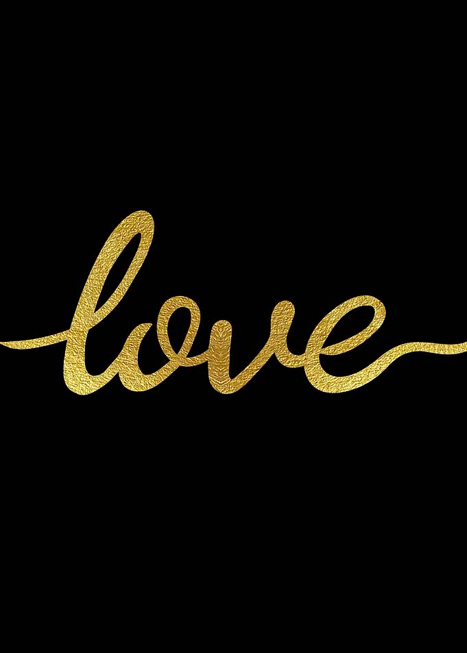 Love Text in Gold