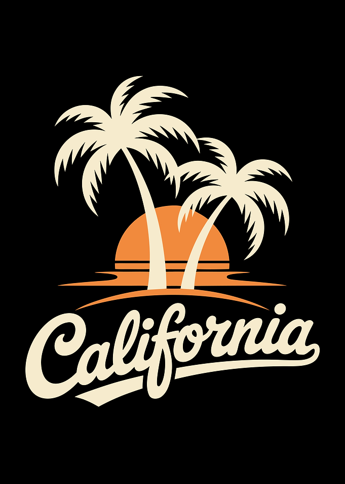 California Palm Trees Sunset Graphic