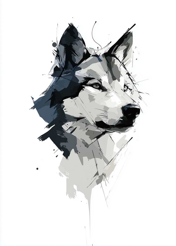 Abstract wolf vector portrait in watercolor style