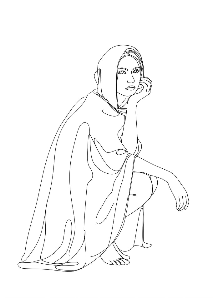 Minimalist Line Art Woman Squatting