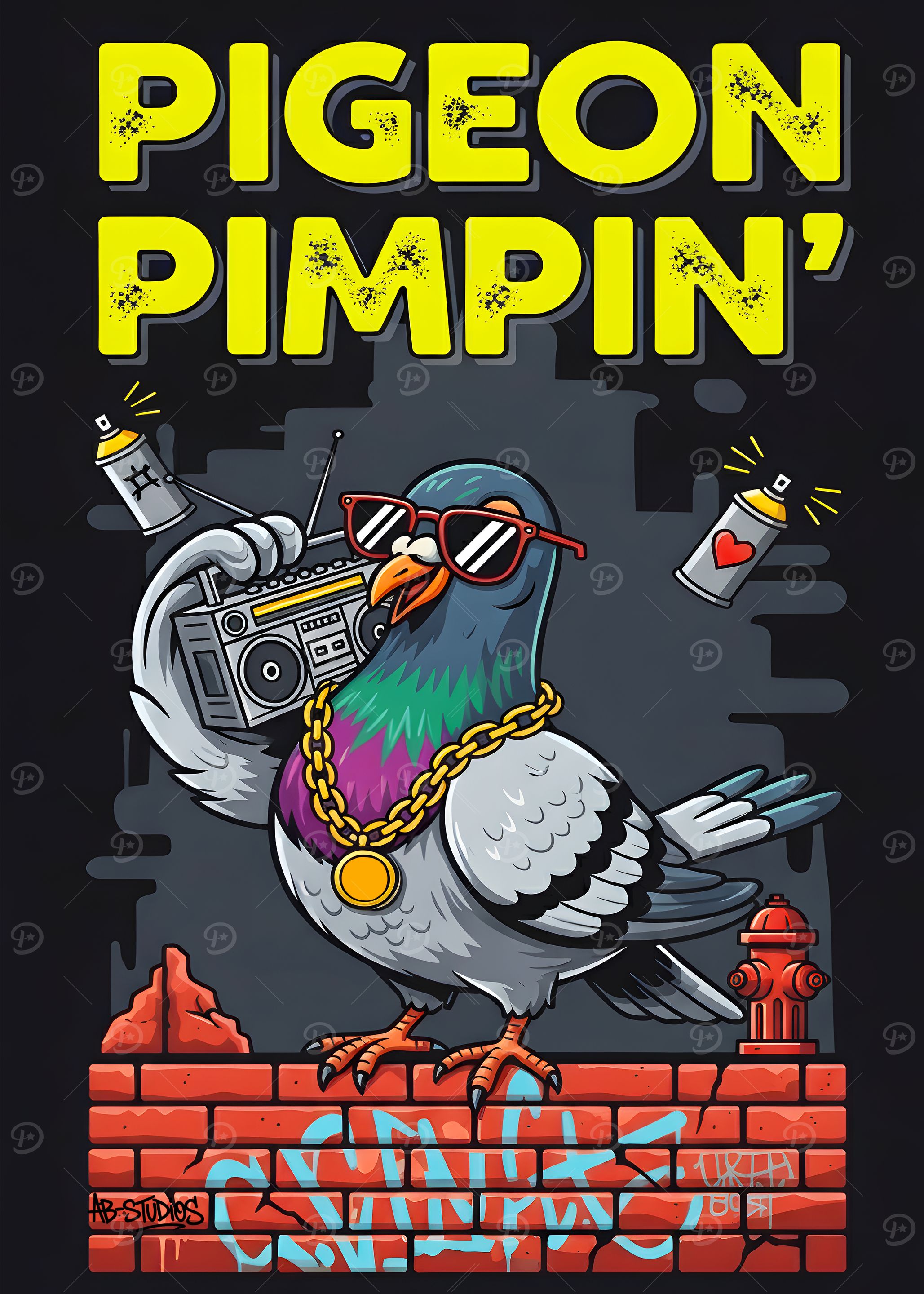 Pigeon Pimpin' Cartoon Illustration
