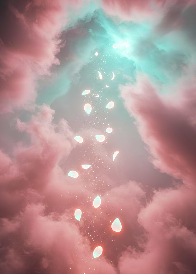 Dreamy Sky with Falling Petals