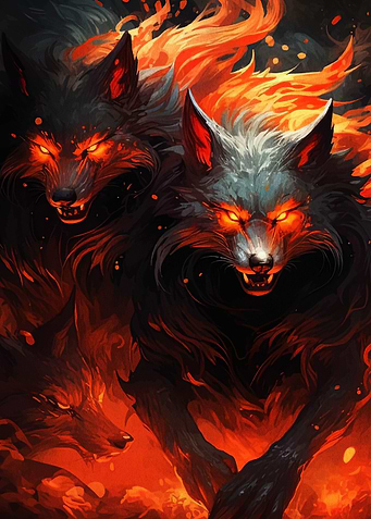 Fiery Wolves Pack Digital Art