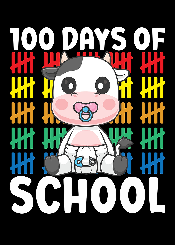100 Days of School Baby Cow