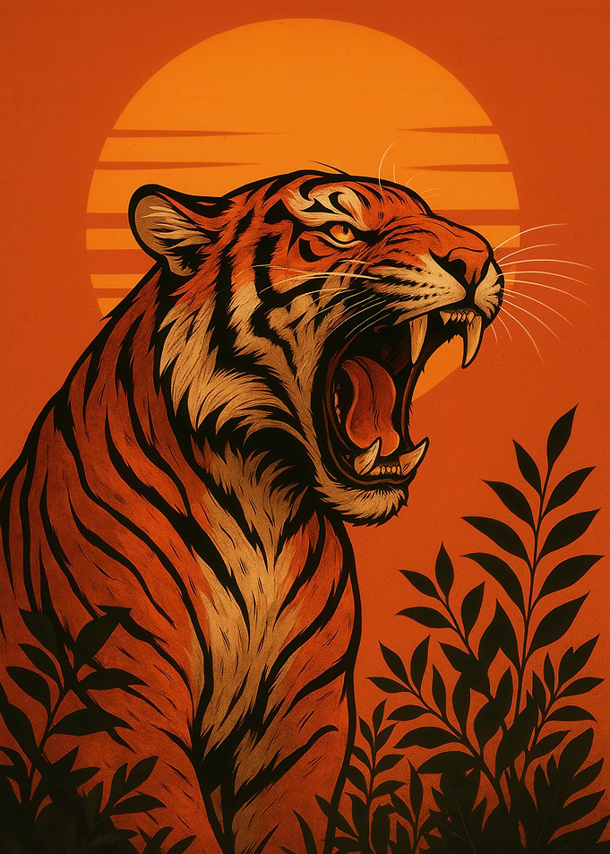 Tiger with Sunset