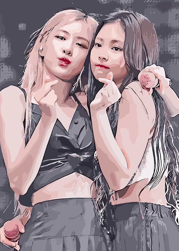 Rose And Jennie with Finger Hearts
