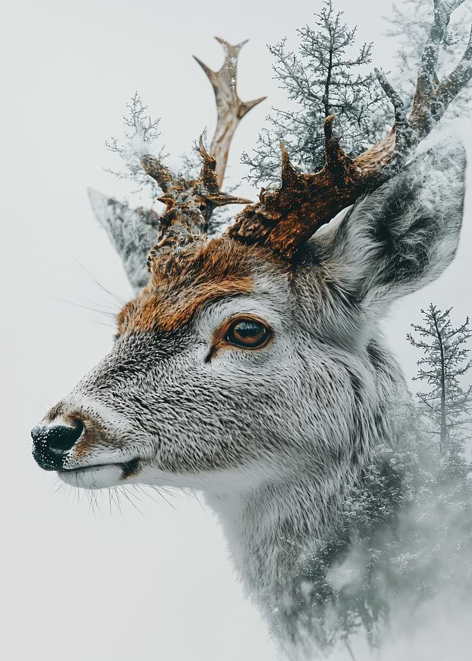 Deer and Forest Double Exposure Portrait