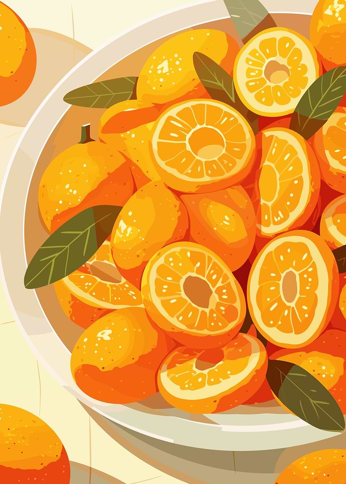 Bowl of Oranges Illustration