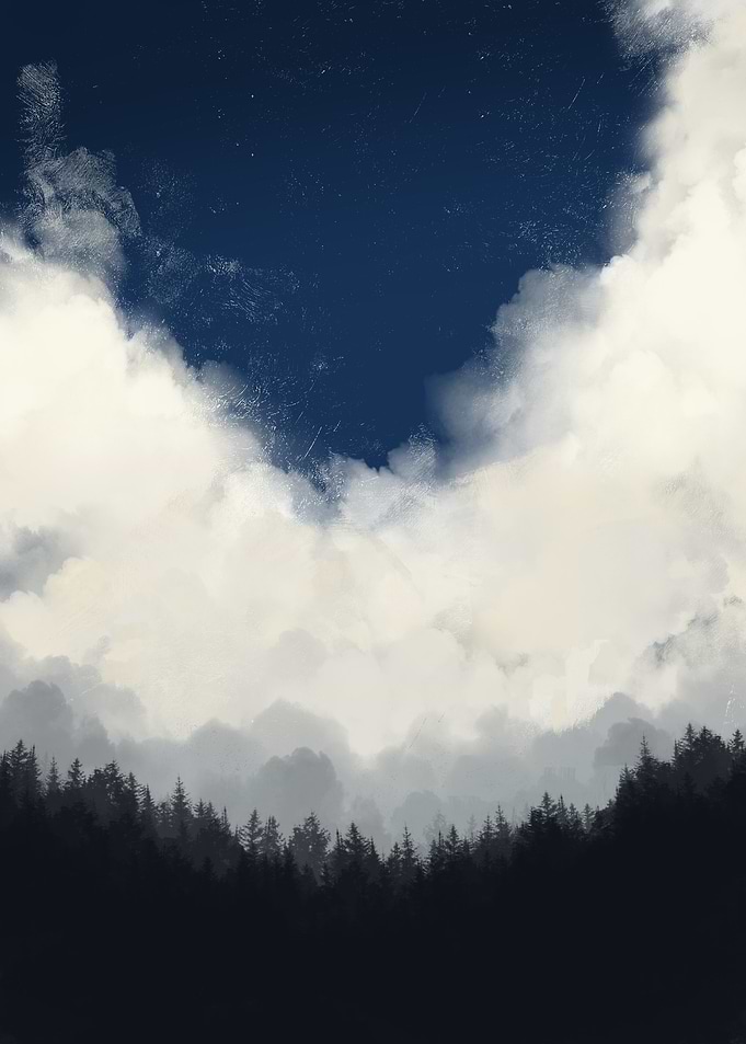 Forest and Clouds Digital Painting