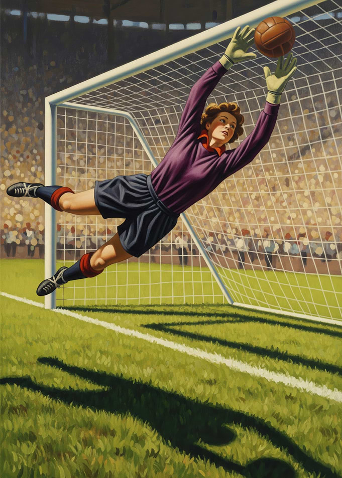 LA GARDIENNE DE BUT (The Goalkeeper) - Original Art Deco Artwork
