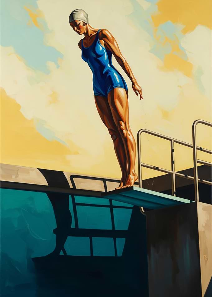 LA PLONGEUSE D'AZUR (The Azure Diver) - Original Art Deco Artwork