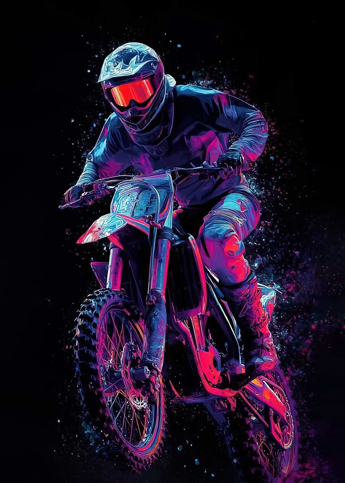 Motocross Rider Neon Lights