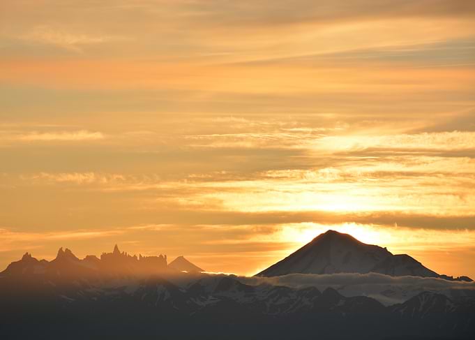 Alaska Sunset Over Volcano