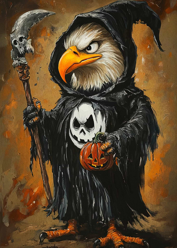 Eagle Grim Reaper Halloween Cartoon