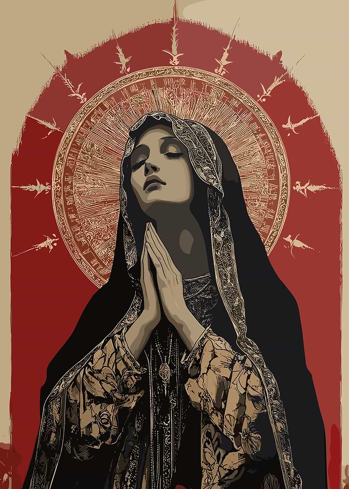 Praying Mary with Halo