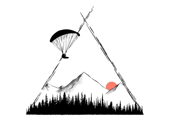 Paragliding Mountain Landscape Minimalist Art