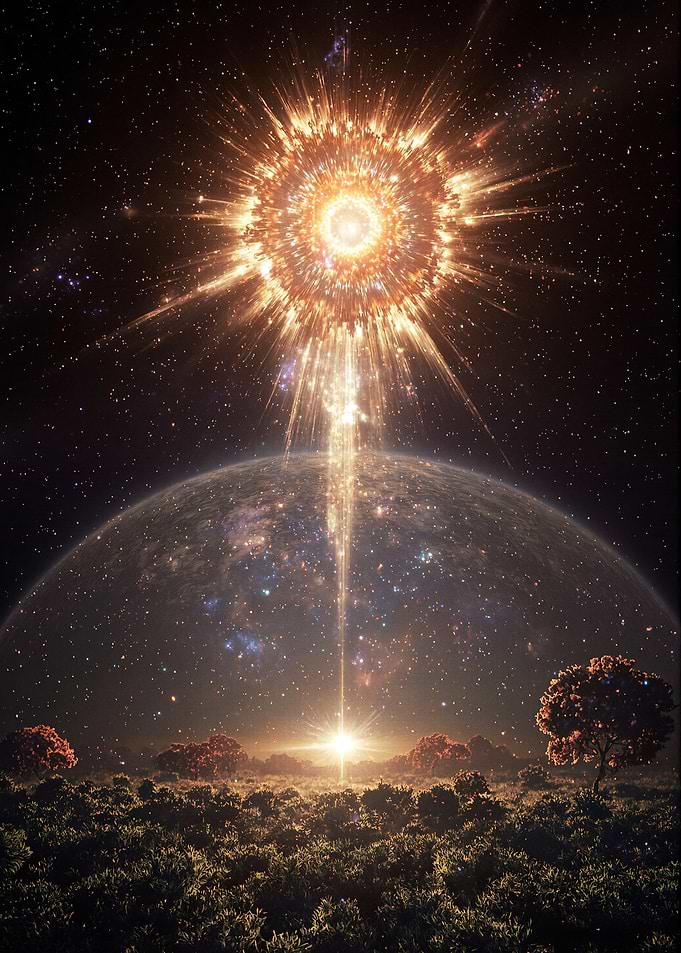 Cosmic Energy Beam over Earth