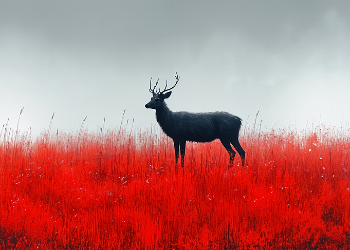 Deer in Red Field