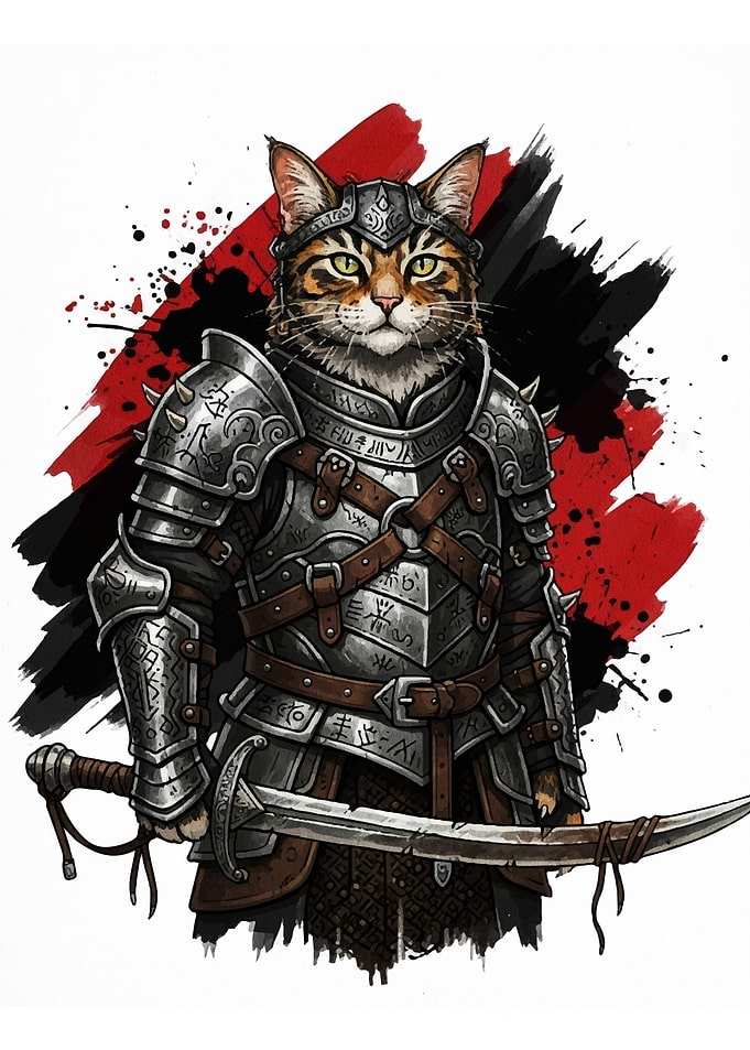 Cat Knight with Sword