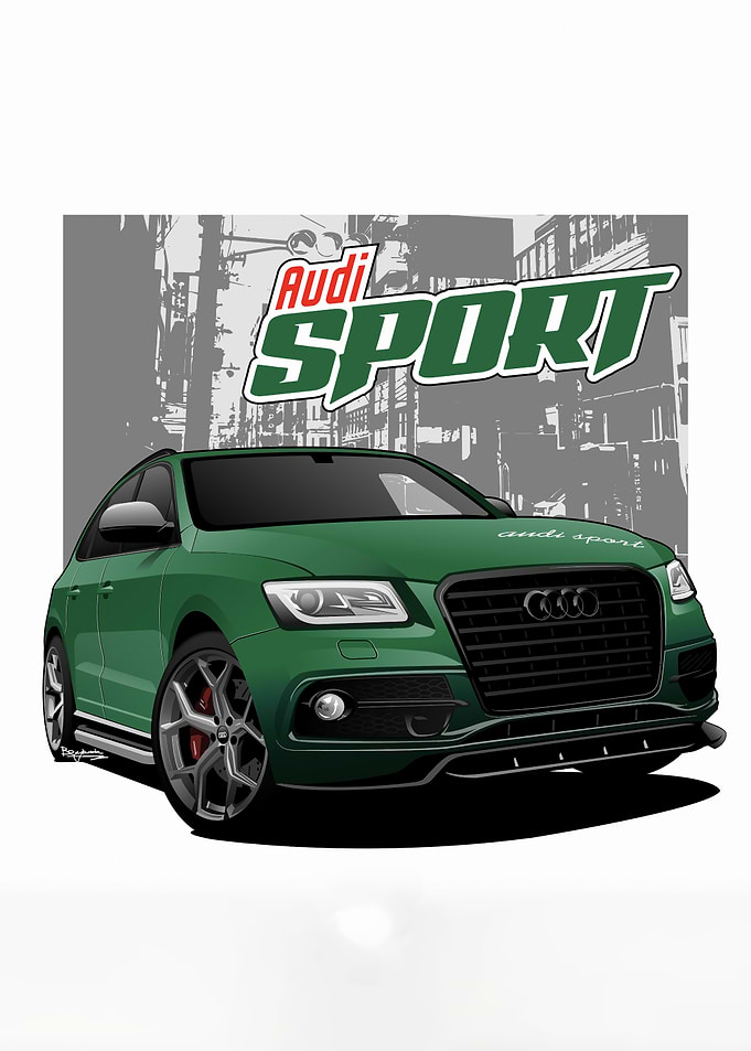 Green Audi Sport Car Illustration