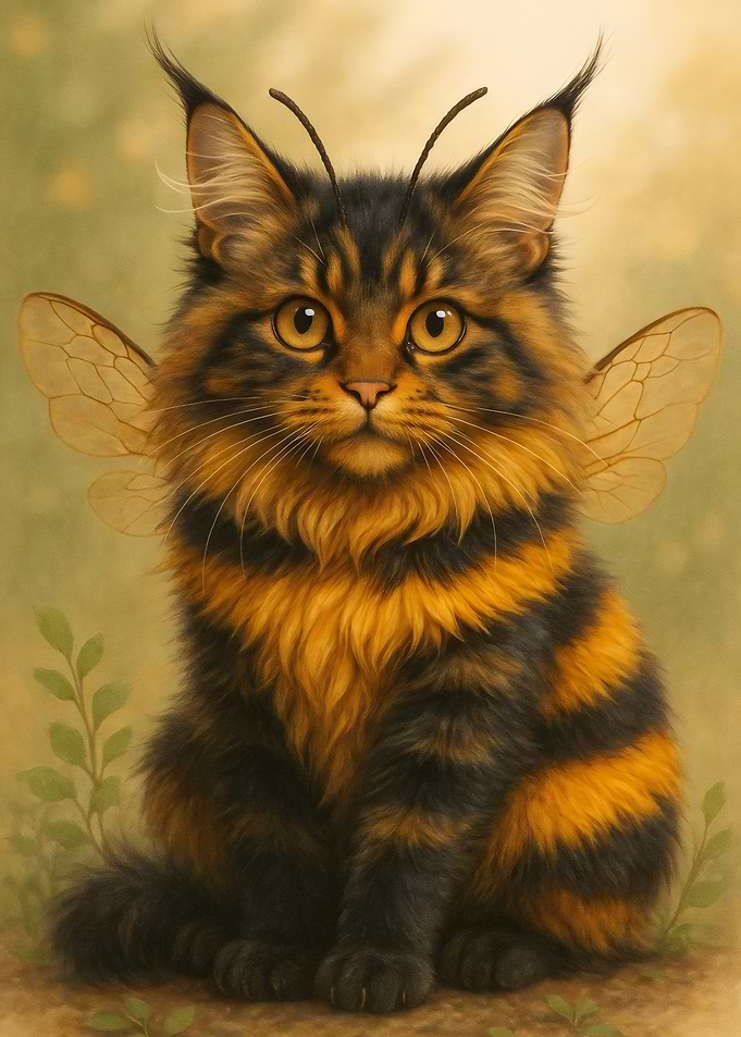 Cat Bee Hybrid Digital Art
