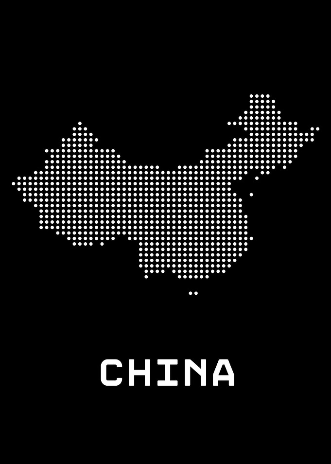 China Map Dotted White on Black