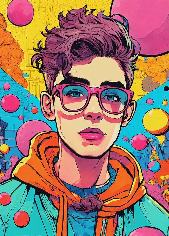 Pop Art Portrait with Colorful Background