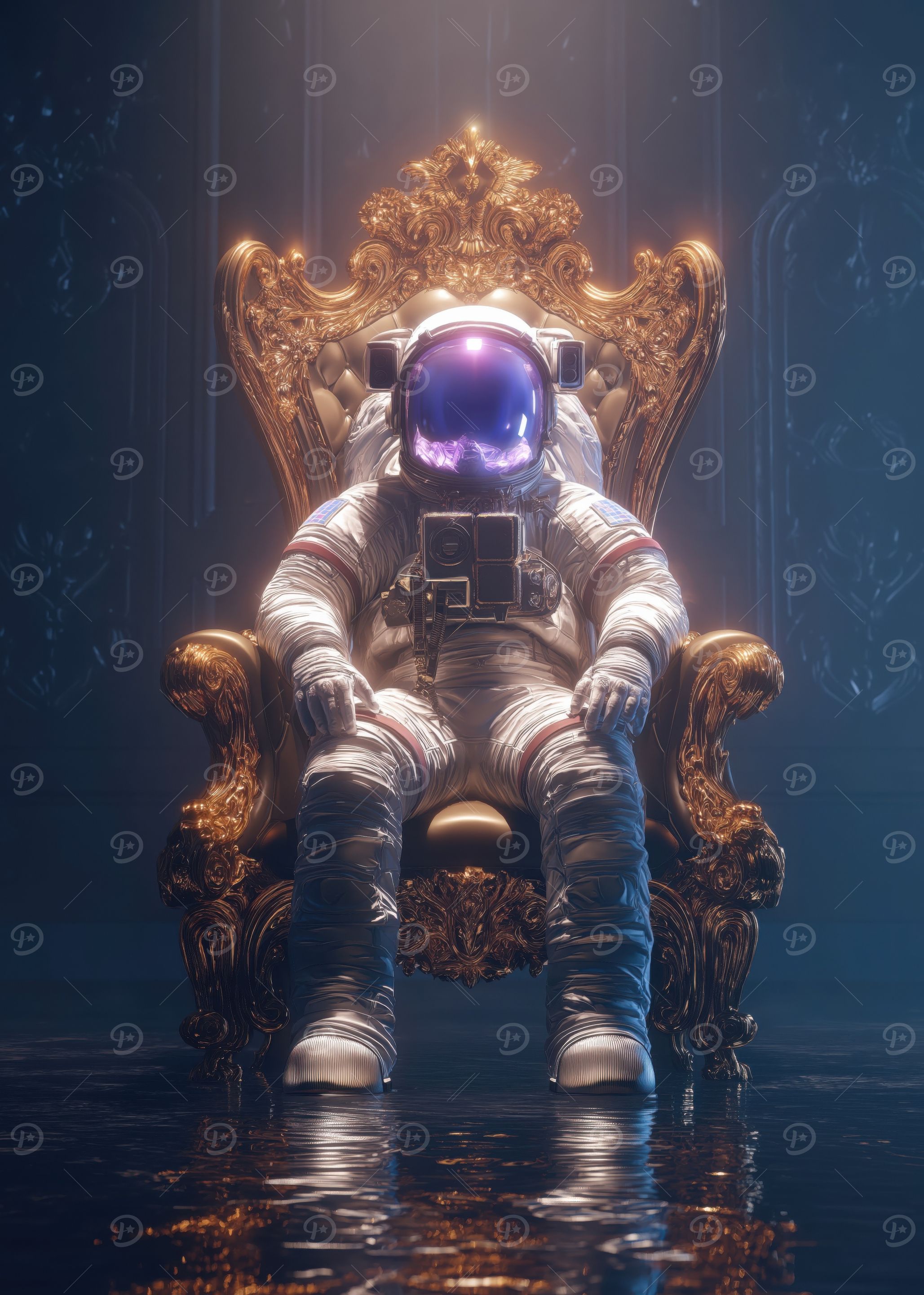Astronaut on Golden Throne