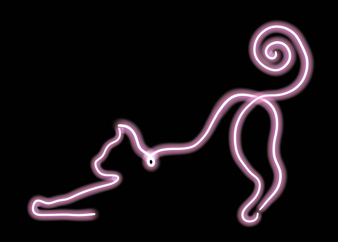 Neon Cat Silhouette on Black
