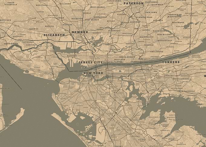 Vintage Map of New York Area
